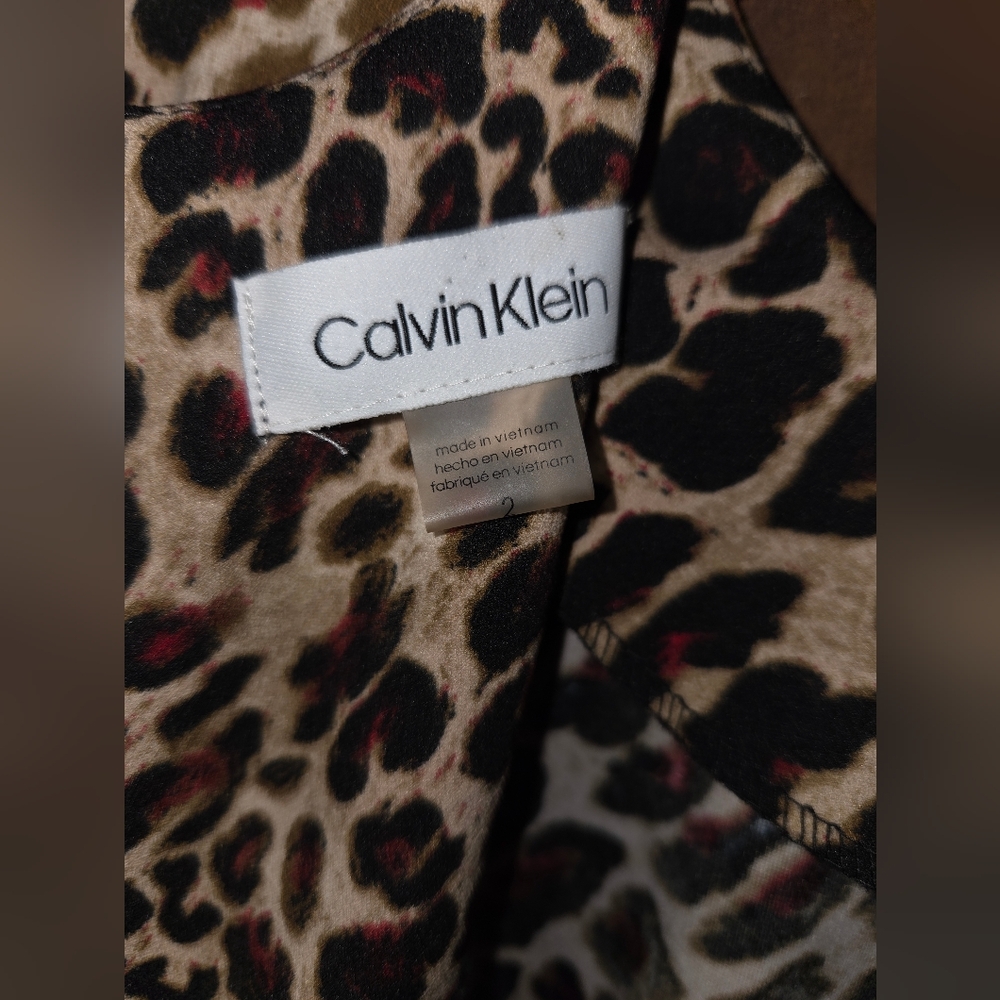 Leopard Print Dress, Calvin Kein Size 2 - Picture 3 of 4